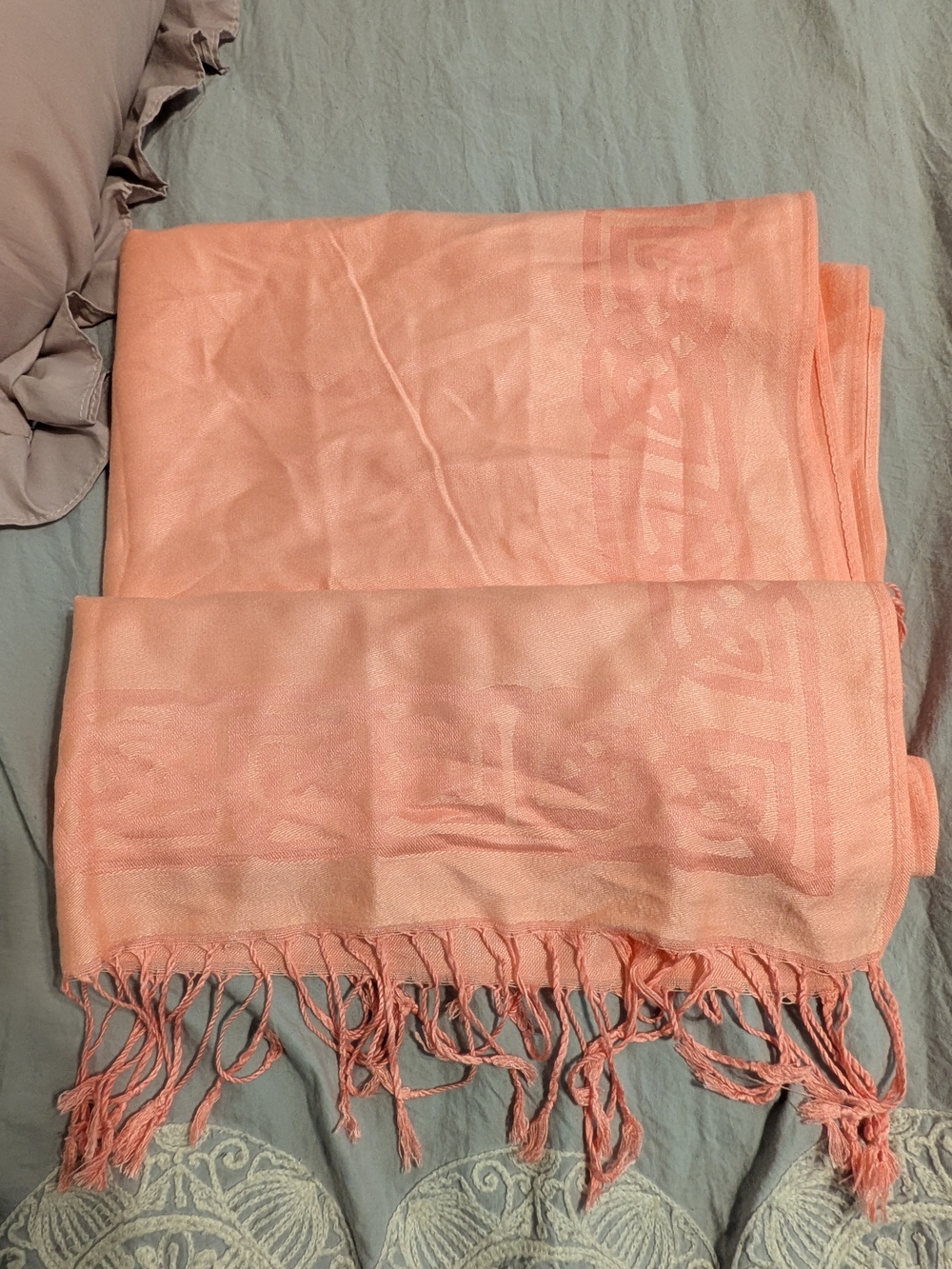 Celtic Trinity Peach Fringe Scarf Wrap